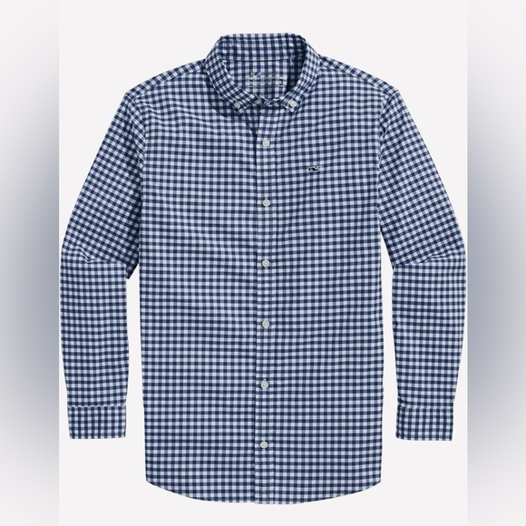 Vineyard Vine Boys' On-The-Go brrrº performance Gingham Shirt. Size Medium 12-14 - Picture 1 of 4